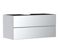 hansgrohe Xevolos E Meuble sous-lavabo, 2 tiroirs, 1 découpe au centre, 1180x550x555mm, pour plan de toilette à poser, 54193320, Couleur: corps blanc mat, façade blanc métallisé
