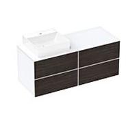 hansgrohe Xevolos E meuble sous-vasque 54236730 1370x555x550mm, 4 tiroirs, gauche, blanc mat, chêne foncé