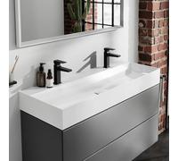hansgrohe Xevolos E lavabo, sans trop-plein, 1200x480mm, SmartClean, non poli, avec garniture découlement, 61104450, Exécution: 2 trous de robinet