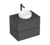 hansgrohe Xilesa E meuble sous-lavabo, 2 tiroirs PushOpen, pour plan de toilette découpe au centre, 780x550x620mm, 54300760, Couleur: Gris ardoise mat