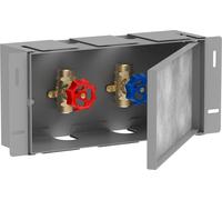 hansgrohe Niche murale XtraStoris 56100800 15x30x10cm, avec porte à carreler, vanne d'arrêt intégrée, acier inoxydable