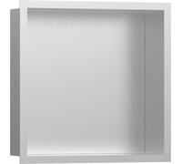hansgrohe XtraStoris Individual niche murale en acier inoxydable brossé avec cadre design, 300x300x100 mm, 56097800, Couleur: acier inoxydable brossé