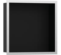hansgrohe XtraStoris Individual Niche murale noir mat avec cadre design 300x300x100 mm, 56098800, Couleur: acier inoxydable brossé