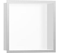 hansgrohe Niche murale XtraStoris 56099800 30x30x10cm, avec cadre design, blanc mat, optique en acier inoxydable