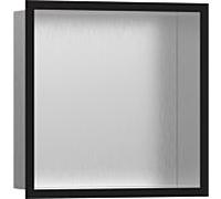 hansgrohe Niche murale XtraStoris 56097670 30x30x10cm, avec cadre design, acier inoxydable brossé, noir mat