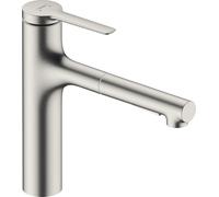 HANSGROHE Zesis M33 Mitigeur de cuisine 160 avec douchette extractible 2 jets aspect acier inox 74801800