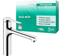 Hansgrohe Mitigeur de cuisine sur pied Zesis M33 ComfortZone 160, douchette 2 jets Chrome 74801000