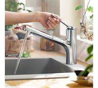Hansgrohe Mitigeur de cuisine Zesis M33 – monocommande, douchette extractible, chrome 74821000
