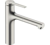 Hansgrohe Mitigeur de cuisine sur pied Zesis M33 monocommandé, douchette extractible inox 74822800