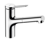 Hansgrohe Mitigeur de cuisine sur pied Zesis M33, douchette extractible EcoSmart, 2 jets, chromé