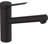 hansgrohe Zesis M33 Mitigeur monocommandé pour cuisine ComfortZone 150, CoolStart, économie deau, 1 type de jet, chrome, saillie 220 mm, 000, 74813670, Couleur: noir mat