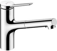 hansgrohe Zesis Mitigeur Cuisine ComfortZone 150, douchette extractible, 2 jets, flexible box (sBox) Bettee, saillie 219 mm, 74803000, Couleur: chrome