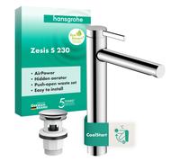 Hansgrohe Mitigeur de lavabo sur pied Zesis S 230 Chrome 74732000 CoolStart EcoSmart+ Push-Open