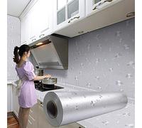 HANSHAN Cuisine résistant à l'huile imperméable Argent métal Fond d'écran haute température résistant Backsplash autocollant bricolage feuille d'aluminium autocollant auto-adhésif en aluminium Cabinet