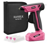 HANSILK Pistolet à colle sans fil 2000mAh avec 30 bâtons de colle 7mm -Rose | Pistolet à colle chaude rechargeable Type-C chauffe rapide en 15s,idéal pour bricolage,réparations,artisanat,DIY à la maison