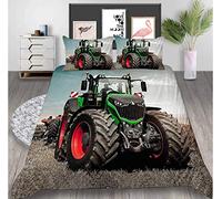 HANTAODG Linge De Lit Et Oreillers Tracteur agricole 240X260cm Parure de Lit avec Fermeture à Glissière et 2 Taies d'oreiller pour Chambre d'enfants Adultes, Grande Taille