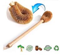 Hanyi Brosse WC en Fibre de Coco Naturelle avec poignée en Bois de Coton et Cordon en Coton