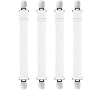 Hanyousheng 4 Tendeur Draps Réglable Sangle Drap Housse Élastique,pour Drap Lit, Canapé, Housse de Repassage(30cm à 130cm), Blanc
