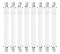 Hanyousheng 8Pcs Tendeur Drap Housse, Tendeur Drap Housse Élastique, Attache Drap Housse, Attache Sangle de Maintien Ajustable, pour Matelas,Planche à Repasser Ou Canapé (Blanc)