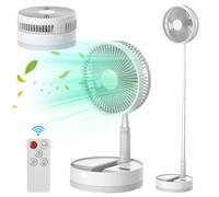 Hanzete Ventilateur sur pied portable de 22,9 cm avec batterie 10 800 mAh de type C rechargeable et oscillant avec veilleuse LED, télécommande, 4 vitesses silencieuses, ventilateur pour la maison, la