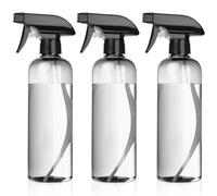 HaoChen 3 Pcs Vaporisateur Vide, Spray Pulvérisateur de Brume, Bouteille de Pulvérisation d'eau Remplissable, 500ml Flacon Brumisateur Cheveux pour la Maison et Le Jardin - (Transparent noir)
