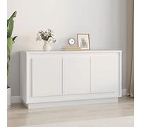 HaoChrymec Buffet Blanc en Bois d’ingénierie, Meuble de Rangement avec 6 Compartiments, Buffet Salle à Manger Moderne, Commode Cuisine, bahut Salon, 102 x 35 x 55 cm, Blanc