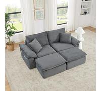 HaoChrymec Canapé 2 Places en Tissu, Salon et Bureau, Gris Clair, 156x206x65 cm, 25.7kg