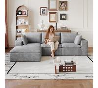 HaoChrymec Canapé Cloud en Velours Côtelé, Salon et Bureau, Gris Foncé, 260x160x60.00cm
