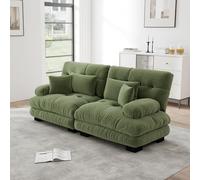 HaoChrymec Canapé d'angle Cloud en Chenille, Salon, Vert, 220x77x81 cm