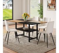 HaoChrymec Ensemble Table à Manger avec MDF et Métal, Cuisine, Blanc et Marron, 5 Pièces