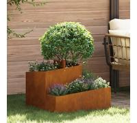 HaoChrymec Pots et Jardinières with Acier Corten, Design Rectangulaire, Jardinières Extérieur, Bac à Fleurs Extérieur, Balconnière Extérieure, Marron, 36 x 20 x 40 cm