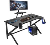 HaodaCulture Bureau Gaming 100x55cm,Poste de Travail Informatique avec Support Ergonomique Table de Gaming avec Porte-gobelet, Crochet pour Écouteurs,Cable Management,Gaming Porte Manette (Style 1)