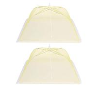 Haofy 2 Pcs/43x43 cm Ménage Maille Couverture Alimentaire Tente Pliante Alimentaire Parapluie Lavable Cuisine Outil pour Couvrir Plat Légumes Viande (Jaune)
