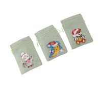 Haofy 3 Sacs de Cadeaux de Noël en Toile de Jute Mignons, Idéaux pour les Fêtes et les Cadeaux, Matériau écologique avec des Motifs Amusants, 6,7 X 4,7 Pouces
