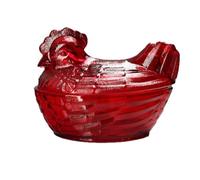 Haofy Bonbonnière Coq Rouge en Cristal avec Couvercle, Boîte à Bonbons