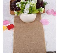 Haofy Chemin de Table en Toile de Jute de Style Rustique Vintage, Décoration de Fête de Mariage, Idéal pour L'artisanat, Bords Cousus pour éviter L'effilochage avec Couleur de Lin