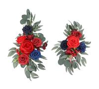 Haofy de Mariage Artificielle en Fleurs, 2 Pièces, Signes de Bienvenue de Mariage Réalistes, Décor D' Exquis pour Intérieur et Extérieur, PE en Soie Durable (Rouge foncé)