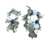 Haofy de Mariage Artificielle en Fleurs, 2 Pièces, Signes de Bienvenue de Mariage Réalistes, Décor D' Exquis pour Intérieur et Extérieur, PE en Soie Durable (Bleu Clair)