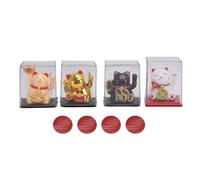 Haofy Ensemble de Bras Agitant de Chat Porte-Bonheur Solaire, 4 Pièces, Statue de Chat de Fortune de 2 Pouces, Bureau de Voiture