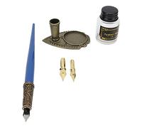 Haofy Ensemble de Calligraphie à Plume en Acier Inoxydable, Base à Motif Rétro, Boîte-cadeau Emballée, Kit de Stylos à Tremper, adapté aux Enseignants, Léger