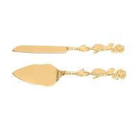 Haofy Ensemble de Couteaux à Gâteau Européens avec Manche en Rose Dorée, Serveur en Acier Inoxydable avec Poignées en Alliage de Zinc, Finition Polie Miroir, Ensemble de 2 Pièces pour Mariage,