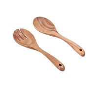 Haofy Ensemble de Couverts à Salade en Bois, Fourchette à Mélanger, Vaisselle avec Trous de Suspension, 2 Pièces, Cuillère en Bois, Fourchette, Couverts pour Servir la Salade, Cuisine, Remuer,