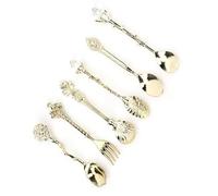 Haofy Ensemble de Couverts Vintage, Poignée en Forme de Cœur avec Finition en Bronze Rouge, Matériau en Alliage de Zinc, Service Compact de 6 Pièces pour 2, Idéal pour un Usage Domestique,