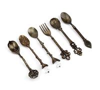 Haofy Ensemble de Couverts Vintage, Poignée en Forme de Cœur avec Finition en Bronze Rouge, Matériau en Alliage de Zinc, Service Compact de 6 Pièces pour 2, Idéal pour un Usage Domestique,