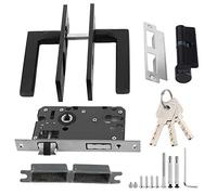 Haofy Ensemble de Poignée de Porte, Serrure de Porte de Chambre à Coucher en Aluminium de l'espace Serrure de Poignée de Chambre à Coucher de Sécurité à la Maison avec des Clés à Vis Noir