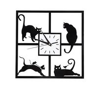 Haofy Horloge Murale Acrylique Chat Noir 3D Silencieuse pour Salon Chambre Cuisine Bureau - Suitable for Maison Déco Enfant Adulte - Autocollant Mural Moderne Horloge à Quartz