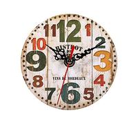 Haofy Horloge Murale Ronde en Bois Style Vintage Chiffres Arabes D¨¦cor Maison Bureau Silencieux Creative Antique Horloge Rondes pour Cadeau Mariage Anniversaire R¨¦chauffement Maison