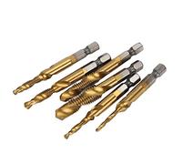 Haofy Jeu de Tarauds 6 Pièces, Embouts en Spirale en Acier Rapide pour Percer, Tarauder, Chanfreiner M3 à M10 (Ti Plaqué)