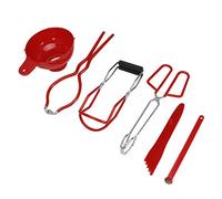 Haofy Kit de 6 Pièces de Mise en Conserve en Silicone, Pinces de Levage de Bocaux en Acier Inoxydable, Mesureur d'entonnoir 170x80mm pour Bocaux à Large Bouche Régulière, Remplissage Précis, (rouge)