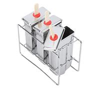 Haofy Lot de 3 Moules à Glace en Acier Inoxydable 304 avec Support, Tête Ronde de 85 G, Couvercles étanches Soudés sans Couture pour Sucettes Glacées Faites Maison pour Enfants